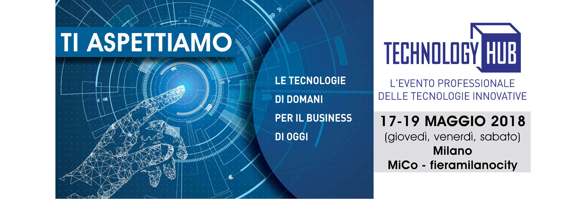 Logo del Technology Hub Milano 17-18-19 Maggio 2018